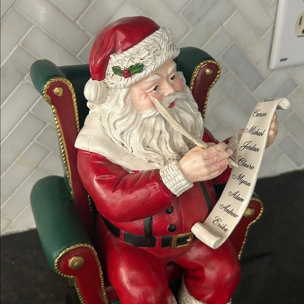 Ashland Santa Claus Figurine in armchair with list NWT red green